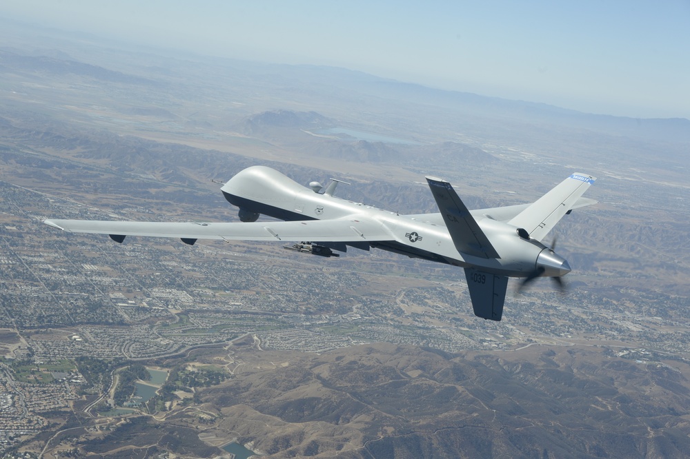 Unmanned aircraft in flight